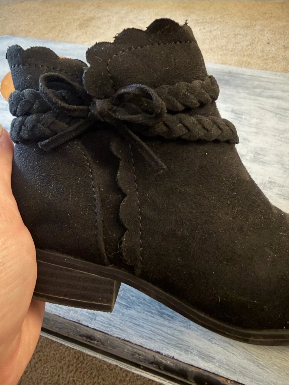 Girls' Black Braided Ankle Boots - Kids Shoes